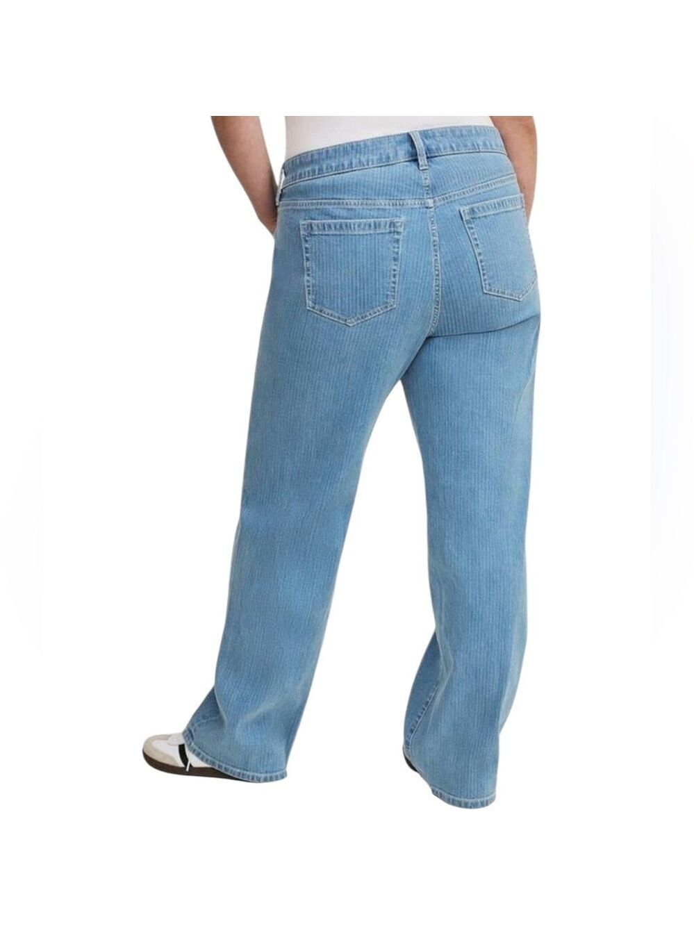 Torrid Mid Rise Vintage Stretch Jeans Wide Leg Striped Denim Blue Size 18 New - Picture 2 of 7